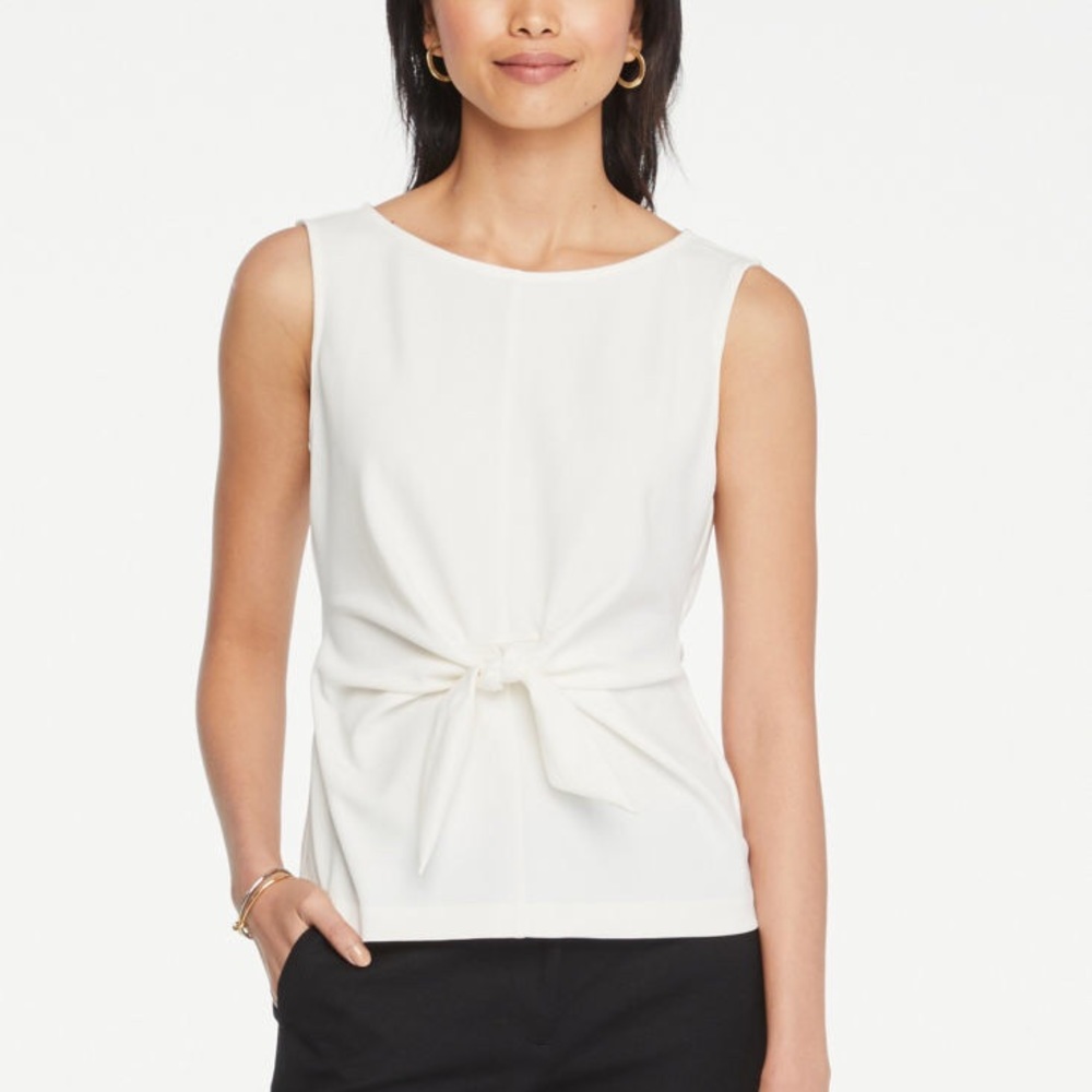 Ann Taylor - White front tie top